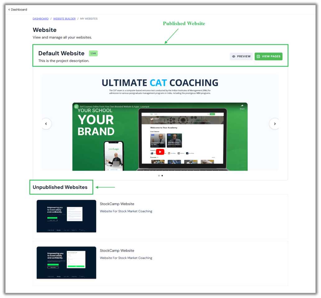 Website builder overview